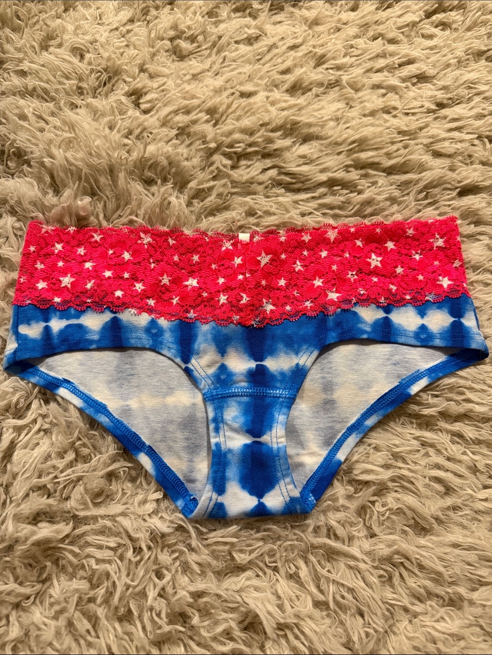 VTG Rare Victoria's Secret PINK Patriotic Tie Dye Extra Low Rise Hipster X-Small